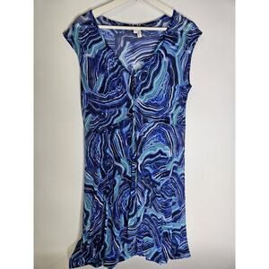 Profile by Gottex Coverup Blue Mesh Swim Suit Cover Dress Size L Sheer